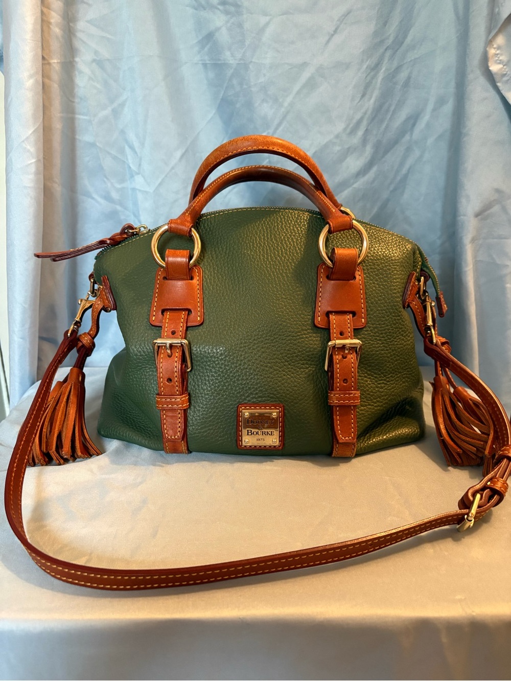 Dooney & Bourke Pebble Grain Bristol Satchel Olive Green Convertible